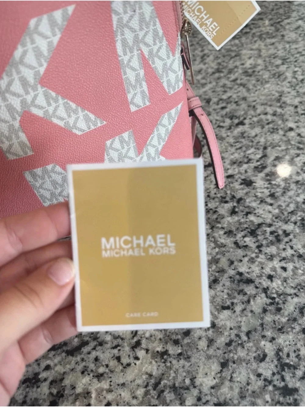Michael Kors Pink MK Logo Small Backpack